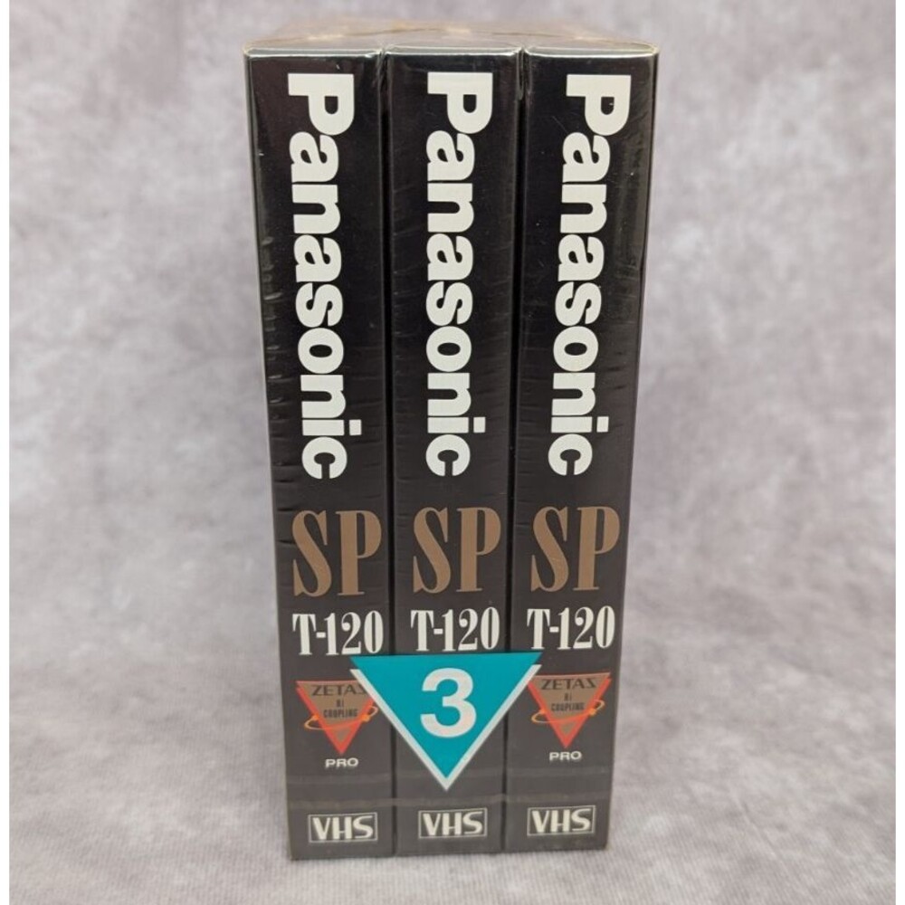 3 Panasonic VHS Tapes SP T-120 Special Premium ZETAS Hi-Coupling PRO NV-T120ZS3